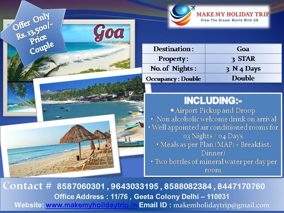 GOA OFFER 13,500/- PER COUPLE